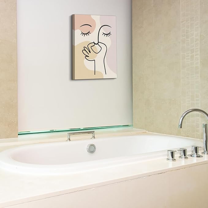 Funny Boho Framed Canvas Wall Art, Bad Smell Humorous Bathroom Decor Artworks for Wall, Abstract Minimalist Art Poster Modern Decor for Home Bathroom Toilet, 11.4"x15"