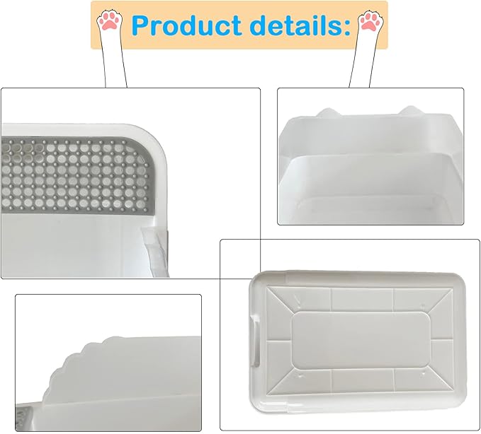 Open Cat Litter Box with High Side,Anti-Splashing Cats Litters Pan,Kitten Toilet with Litter Sifting Scoop,Semi-Enclosed Removable Kittens Litter for Boxes Easy to Clean No Odor