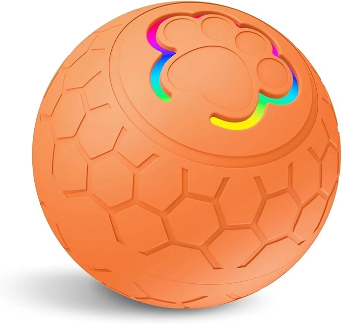 Smart Interactive Dog Toy Ball, USB Rechargeable Automatic Rolling & Bouncing Pet Ball with RGB Lights for Dogs and Cats