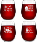 Funny Stemless Wine Glasses Set of 4 | Hilarious Gift Idea for Women, Pet Owners and Wine Lovers | 15 oz. Glass with Cute Cat Messages | Dishwasher Safe | Made in USA