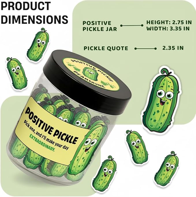 DEARMINE 60 Positive Pickle Cards Jar, Graduation Gifts, Mothers Day Birthday Gifts for Mom, Women, Coworkers, Adults, Teachers, Friends, Teen Boys, Teen Girl Gifts Trendy Stuff