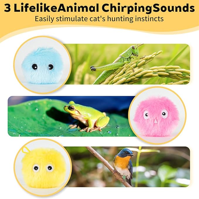 3 Pack Interactive Ball Smart Cat Toy Plush Electric Training Toy Kitten Touch Sounding Pet Product Squeak Toy Chipring Ball