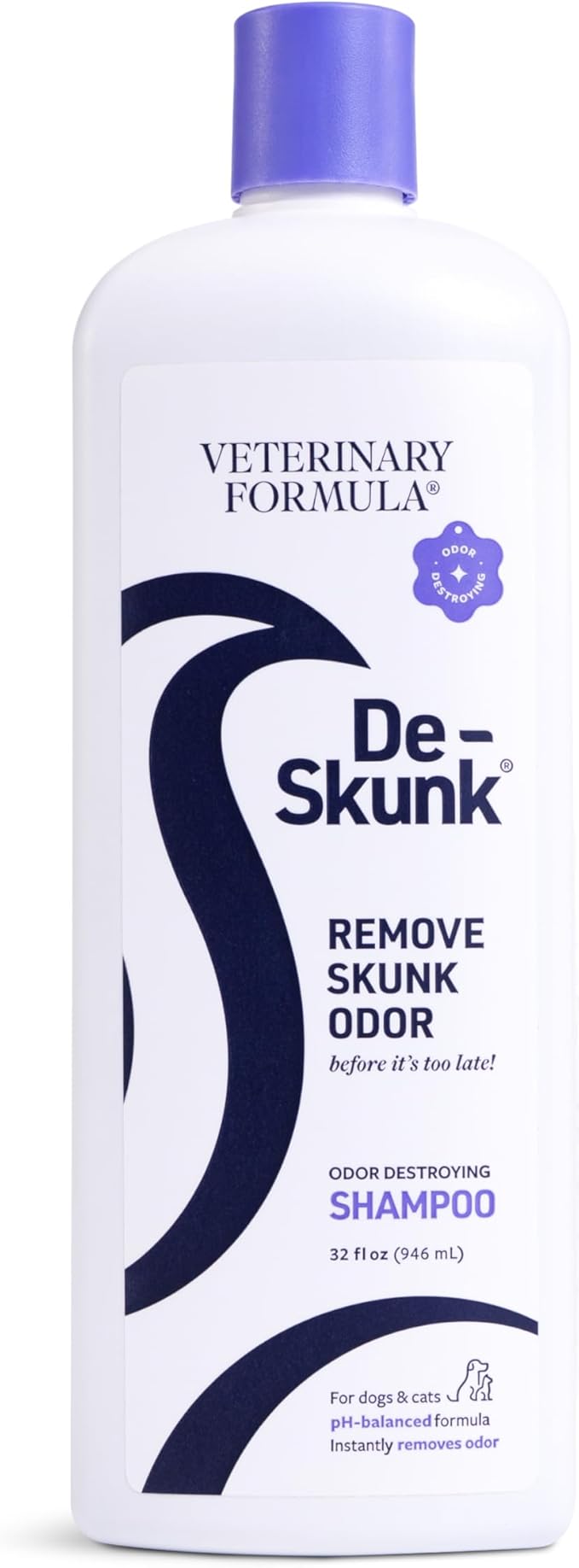 Odor Destroying Shampoo for Dogs, 32 oz. – Formulated with Powerful De-Greasers, Skunk Odor Remover for Pets, Carpet, Furniture and More – Removes Skunk Smell Fast