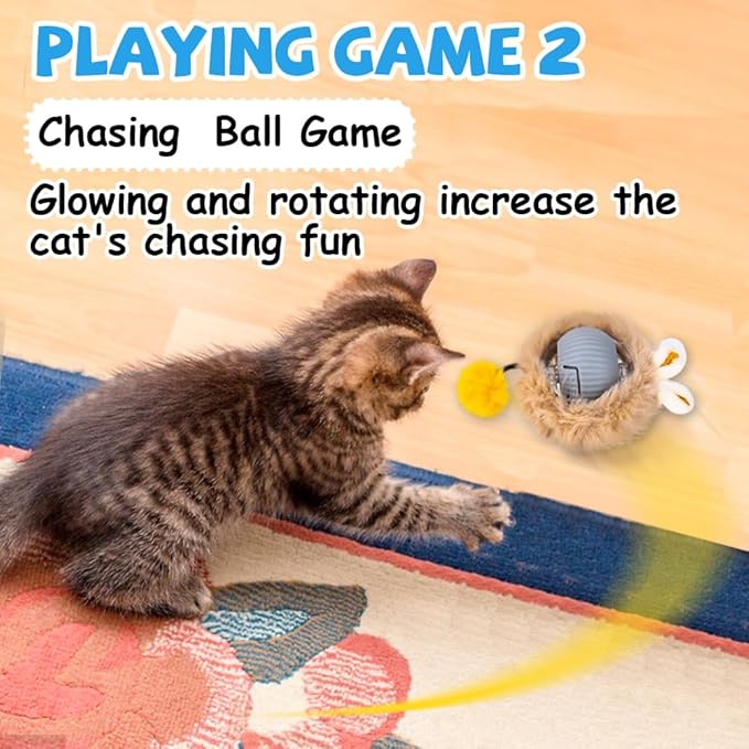 AWOOF Interactive Cat Toys for Indoor Cats,Automatic Motion Activated Moving Ball Hide and Seek Game,Cat Hunting Toy Exercise Kicker for Indoor Kitten