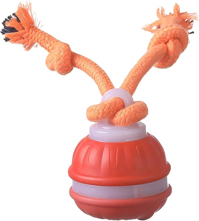 Interactive Smart Rolling Cat Toy Ball, Electric Automatic Moving Rolling Dog Toy with Rope and Sound, Motion Activated Dogs Ball, Self Moving Cats Toy for Boredom & Training (1, Orange)