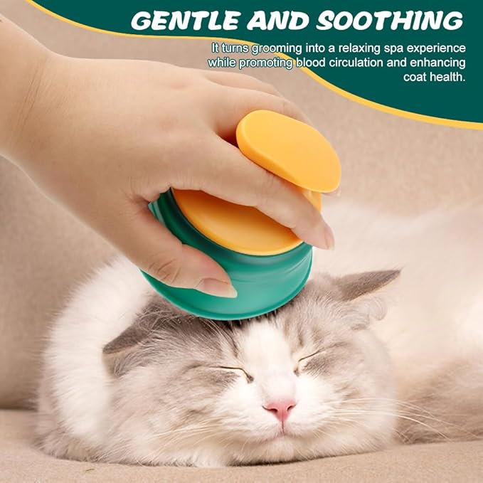 Cat Hair Brush,Cat Brush for Shedding Self Cleaning Shedding Brushes,Massage Brushes Deshedding and Hair Removal for Long and Short Haired Pets Cats(Green+Yellow,Size:8cm*9.5cm*9.5cm)