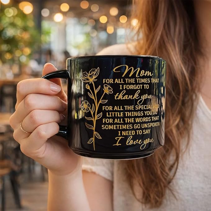 DongNaiWin Mom Gift Mug, Mother's Day Mug - 17oz Black Ceramic Coffee Mug for Mom – Black and Gold Mom Gift Mug, Large Capacity Tea Cup, Mother Appreciation Gift, Birthday Christmas Mother’s Day Gift