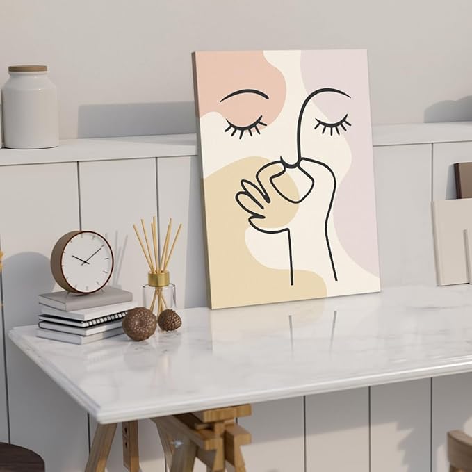 Funny Boho Framed Canvas Wall Art, Bad Smell Humorous Bathroom Decor Artworks for Wall, Abstract Minimalist Art Poster Modern Decor for Home Bathroom Toilet, 11.4"x15"