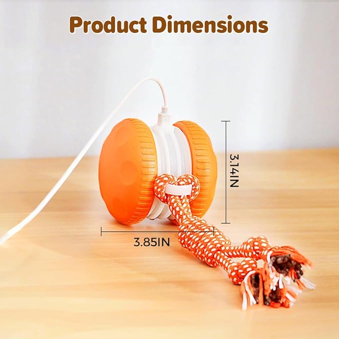 Interactive Dog Toy, Funny Automatic Moving Rolling Dog Toys with Rope for Small Medium Large Dogs Cats, Rechargeable Puppy Toys Pet Ball to Keep Them Busy (2pc)