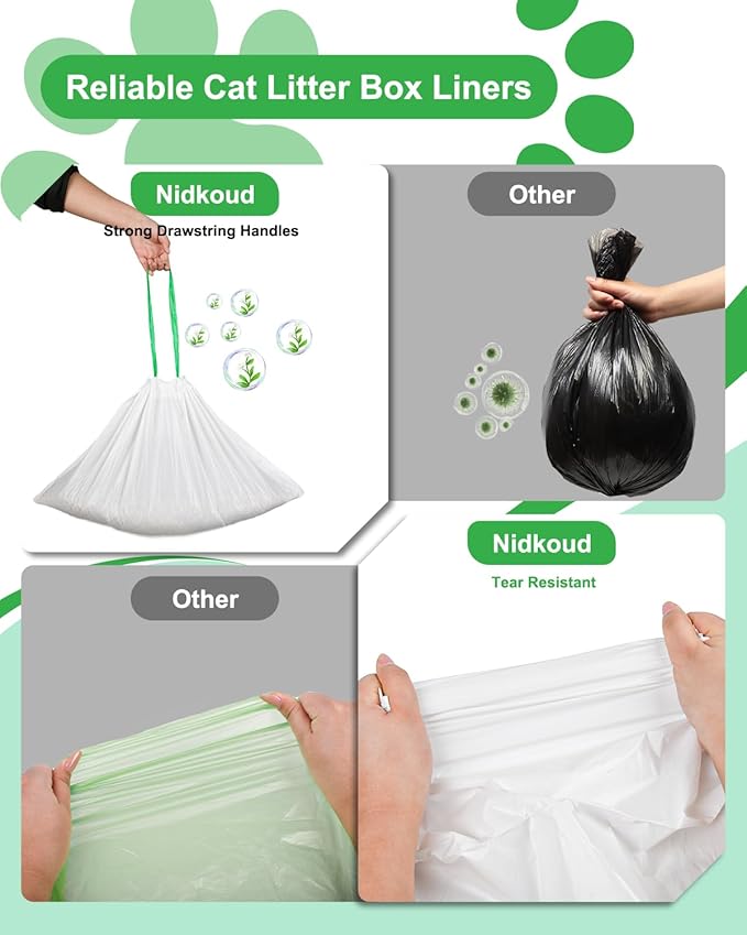 140 Count Cat Litter Box Liners Compatible with Litter Box Robot 4/5/3, Thick 10-12 Gal Waste Drawer Liners Bags with Strong Ties, Pre-separated for Easy Use,25.2"x15.7"