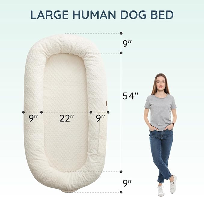 ChiXnuggle Human Dog Bed Cover - Luxury Faux Fur Giant Size Dog Bed Cover, 72"x40"x10", Ivory White