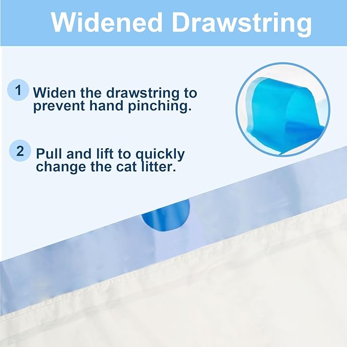 17.7"Opening x 18"L Cat Litter Bags For Automatic Cat Litter Box, Liner Replacement Self-Cleaning Litters Box Bags, 2 Rolls Drawstring Trash Waste Bag For Kitty Liners, Extra Thick（40 Count)