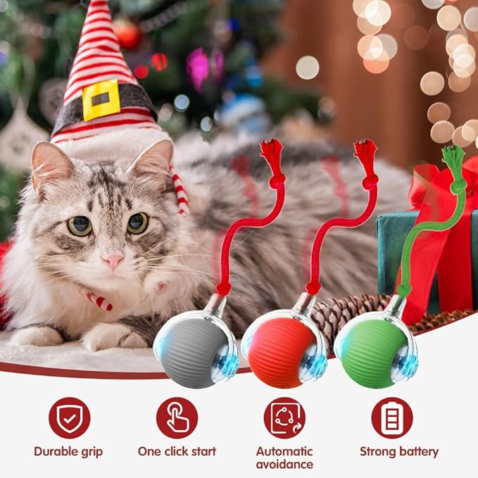 Interactive Cat Ball Toy, Interactive Pet Toys, Intelligent Rolling Kitten Ball Toys, Indoor Adult Cats Toys, Indoor Pet Cat Balls, Automatic Toys with Cord Imitation Mouse (Blue)