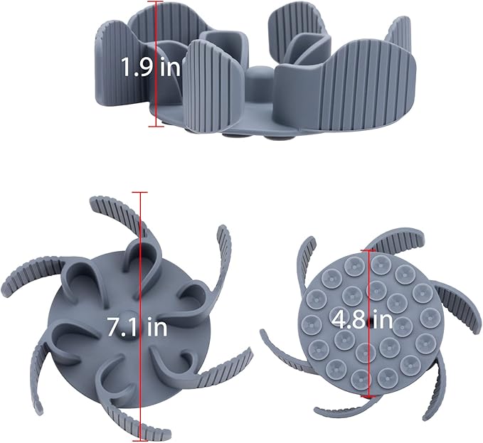Slow Feeder Dog Bowls Insert [Octopus Suction Cups] Super Firm Slow Eating Dog Bowl [Cuttable] for Large Breed and Medium Size Dog Compatible with Regular and Elevated Dog Bowls (Flower)