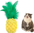 Pineapple Catnip Toys for Indoor Cats, Plush Feather Kicker Toy with Organic Catnip, Interactive Bunny Kick and Bat Toy for Kittens, Soft Curly Fabric