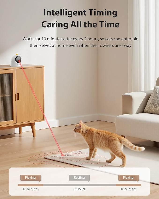 ROJECO Auto Laser Cat Toy - Random Motion Track, Magnetic 360° Base, Run Quiet,Rechargeable with 1000mAh Battery, Auto Sleep & 3 Speed Modes, Safe for Cats,Interactive Cat Gifts Toys for Bored Indoor