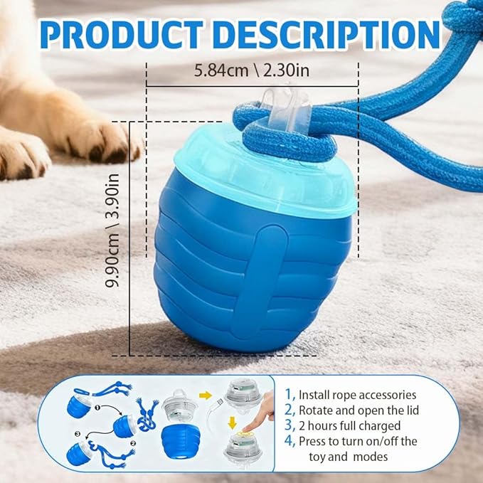 Interactive Dog Toys, 2026 Upgrade Interactive Rolling Cat Dog Ball Toy, Rechargeable Automatic Moving Dogs Toy Wicked Ball for Boredom Medium Small Puppy Dogs (Red)
