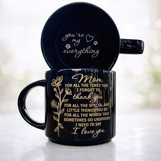 DongNaiWin Mom Gift Mug, Mother's Day Mug - 17oz Black Ceramic Coffee Mug for Mom – Black and Gold Mom Gift Mug, Large Capacity Tea Cup, Mother Appreciation Gift, Birthday Christmas Mother’s Day Gift