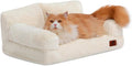 Hollypet Fluffy Dog Cat Bed Pet Couch Beds Plush Soft Warming Washable Puppy Bed for Small Medium Dogs and Large Cats, Beige, 24" L x 18" W x 10" Th