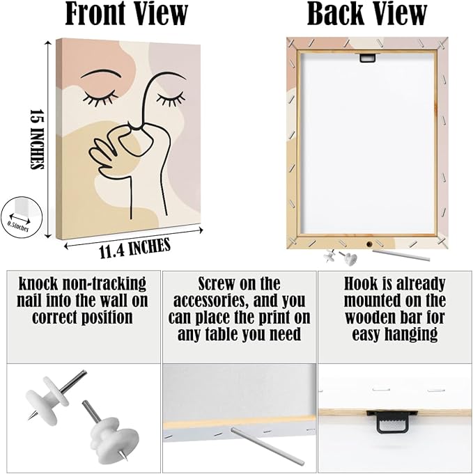 Funny Boho Framed Canvas Wall Art, Bad Smell Humorous Bathroom Decor Artworks for Wall, Abstract Minimalist Art Poster Modern Decor for Home Bathroom Toilet, 11.4"x15"