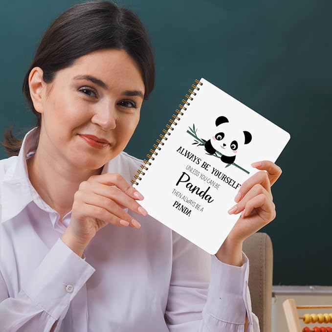 2 Pcs Cute Panda Spiral Notebook Cute Pandas Journaling Notebooks Panda Themed Gifts for Women Girls Teens Friend Teens College Ruled Notebook Journal, Classroom Office Supplies