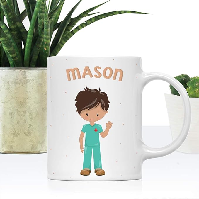 Andaz Press Personalized 11oz. Kids Milk Hot Chocolate Mug, Brown Haired Ward Boy, 1-Pack, Custom Child’s Birthday Christmas Coffee Cup