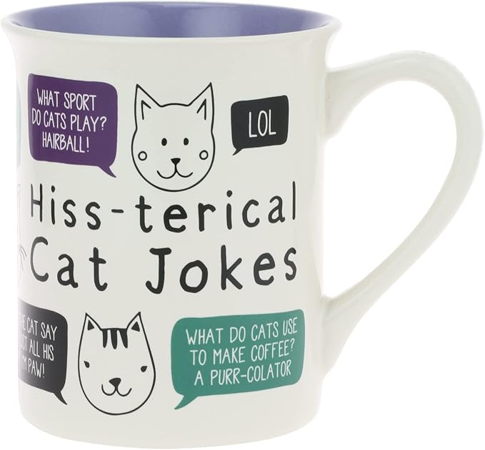 Enesco Our Name is Mud Pets Hiss-Terical Cat Jokes Coffee Mug, 16 Ounce, Multicolor