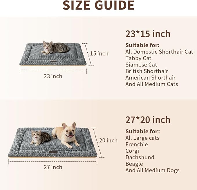 SOMAHE Plush Cat Kneading Bed Mat, Premium Plush Fabric Bed with Non-Slip Bottom, 3cm Thick All-Season Cushion for Cats Who Knead, Machine Washable Anti-Static Pet Bed, 27x20 Inch, Grey