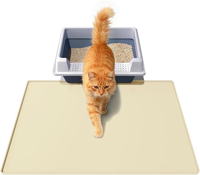 Cat Litter Mat 24" x 16",Soft Silicone Material, Easy Clean Waterproof No Slip Litter Tray Mat, Durable Cat Mat For Indoor,Garden