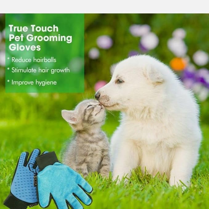 Gift for Pets, 2 Pieces of 2-in-1 double-sided pet grooming gloves gently lift loose fur from dogs, cats, and horses. Works on long or short hair and fabric. We gives back