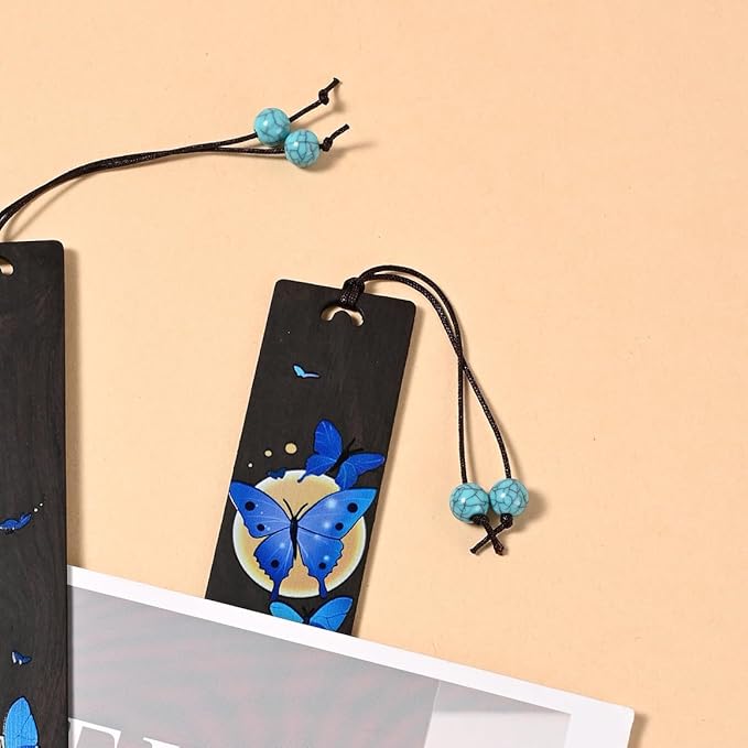 ZQZYMXQ 2Pcs Butterfly Bookmark Aesthetic, Book Marks for Reading Women, Butterfly Gifts for Women (Blue Butterfly)