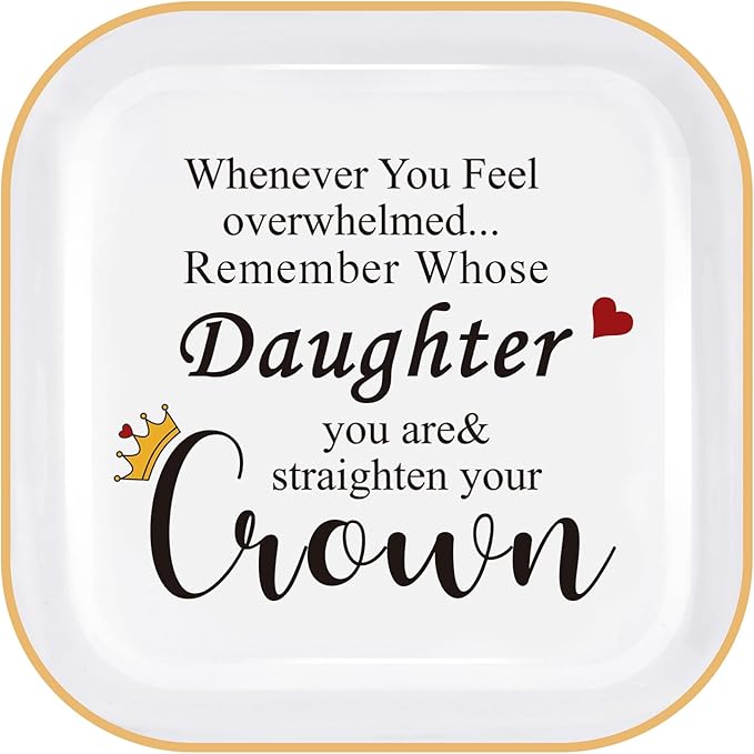 Daughter Gifts from Mom, Birthday Gift for Daughter Adult, Jewelry Holder - Remember Whose Daughter You Are Straighten Your Crown - Mothers Day Gifts for Daughters Graduation, Valentines
