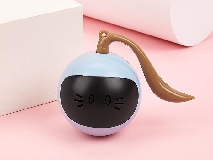 FOFOS Cat Toys 360°Self Rolling Ball Toy Interactive Toys Cat Wand Teaser Toys USB Charging Hunting Exercise Toys Indoor Gifts for Kitten/Puppy/Small Dogs (Yellow)