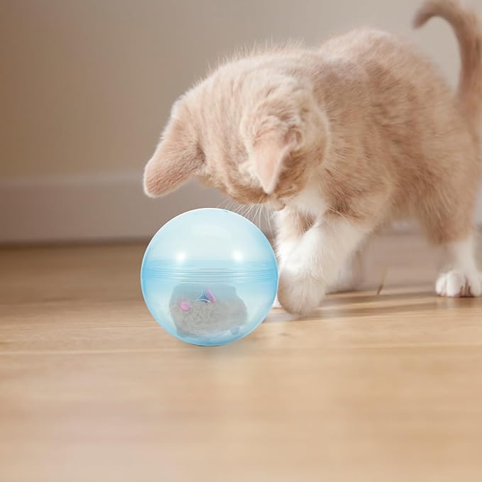 ibasenice 2pcs Interactive Cat Toy Running Ball, Electronic Hamster Ball for Cats, Automatic Teaser, Multi-Color, 9.44x4.72inch