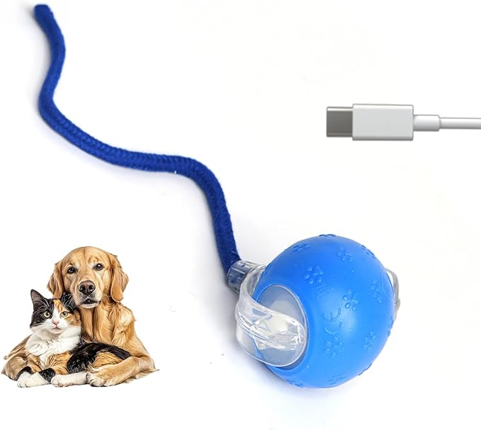 Rolling Interactive Dog Toys, Cat Toys for Indoor Cats, Electric Self Moving Cat Toy, 360° Smart Automatic Rolling Ball for Cat/Dog, Kitten Toy for Indoor Kittens Ball (Blue)
