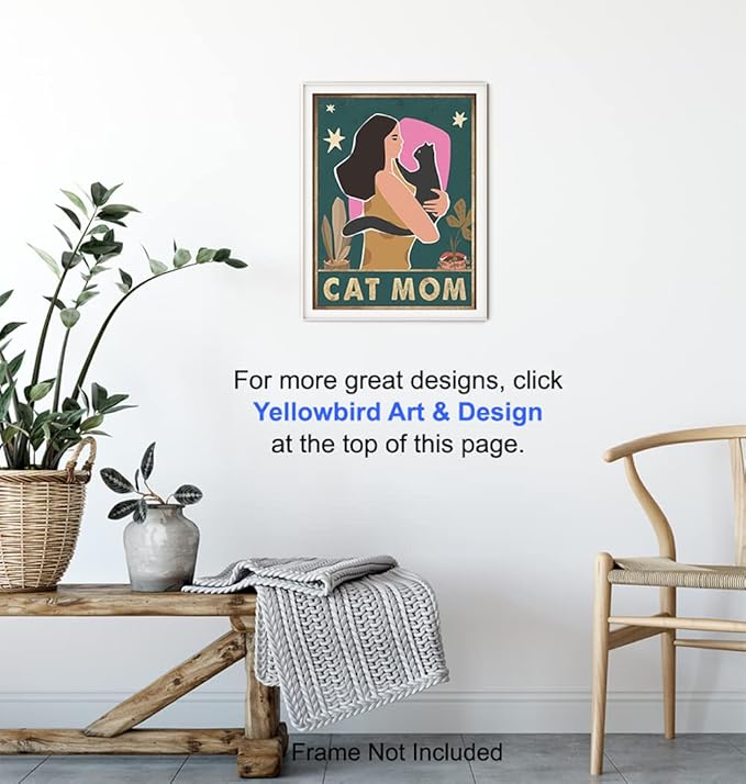 Cat Mom Wall Art - Cute Cat Lover Gifts for Women Girls - Kitty Wall Decor - Black Feline Decor - Aesthetic Room Art - Kitty Lover Gifts for Women - Room Print - Pictures - Kitten Poster 8x10 UNFRAMED