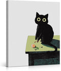 Modern Black Cat Wall Art Decor Cute Cartoon Kitten Print Picture Cat Lover Gifts Wall Decor for Home Living Room 8x10 Inch Canvas Framed