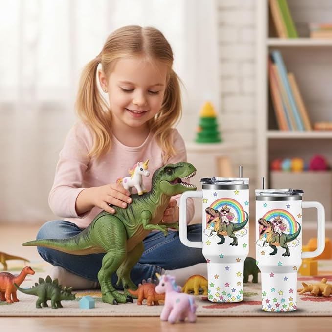 Dinosaur Tumbler with Straw 40oz, Dinosaur Gifts for Kids and Adults Girls Boys, Dino Birthday Christmas Decorations, Presents for Dinosaurs Lovers, Dino Gifts for Girls