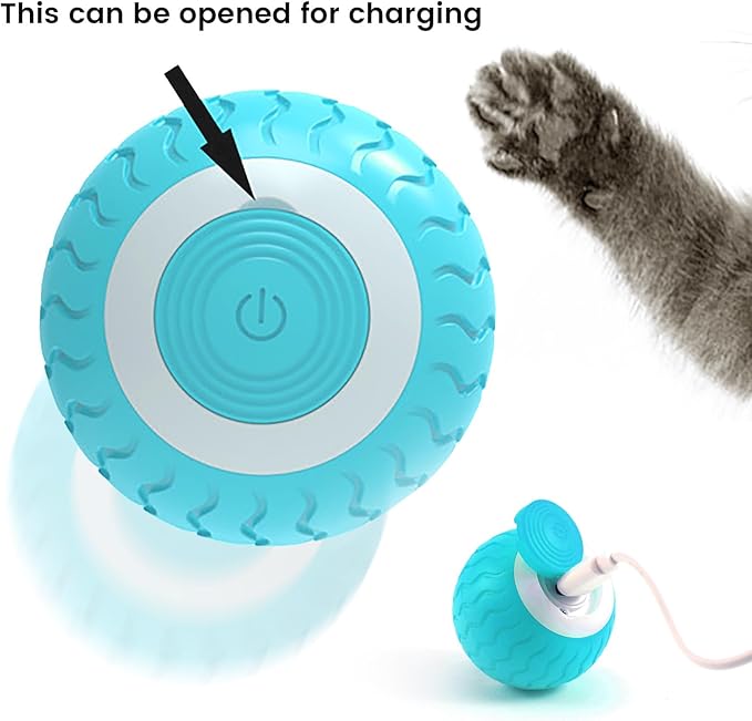 Smart Interactive Cats Toy Ball Wicked Balls,Automatic Moving Cat Ball Toys with Catnip,USB Rechargeable,Best Gift for Your Cat/Kitty,Blue