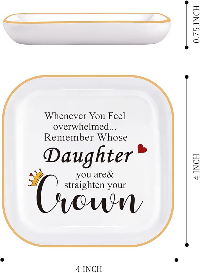 Daughter Gifts from Mom, Birthday Gift for Daughter Adult, Jewelry Holder - Remember Whose Daughter You Are Straighten Your Crown - Mothers Day Gifts for Daughters Graduation, Valentines