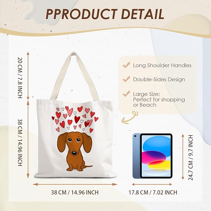 Canvas Tote Bag Aesthetic,Zoon Cow Dog Cat Tote Bag,Gifts for Women Canvas Tote Bags