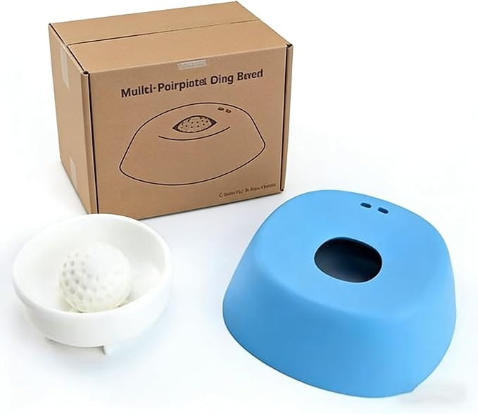 Slow Feeder Dog Bowl with Ball, Anti-Slip for Dogs Cats, Interactive Licking Toy for Liquid Treats Yogurt Bone Broth, Puppy Post Surgery Feeding Supplies (Blue)