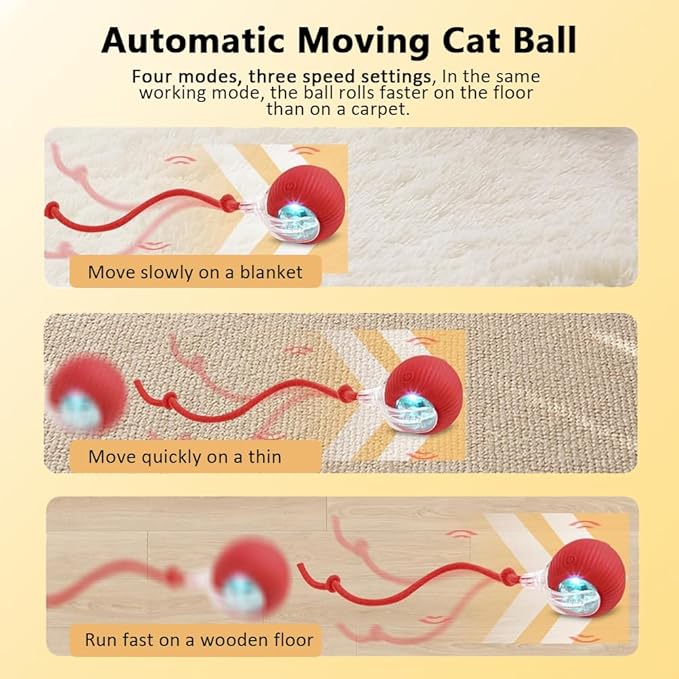 Cat Toy, 360° Automatic Rolling Smart Pet Ball Toys, Motion-Activated, Rechargeable, Four Modes, Three Speed Adjustment, Solve Your Cat's Boredom in Seconds (Green)