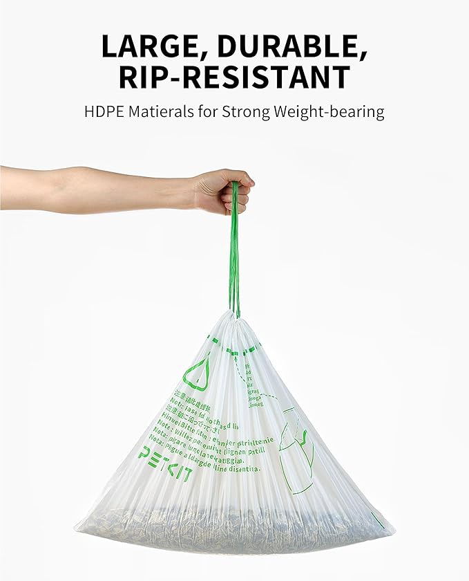PETKIT Replacement Trash Bag Waste Bag for PuraMax 2/PUROBOT Max Pro Automatic Cat Litter Box-5 Rolls (5 Roll(90 count))