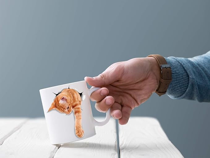 Winston & Bear Adorable Ginger Orange Cat Mug - Funny Ceramic Coffee Mug Gift for Cat Lovers - Perfect Birthday or Christmas, Father's or Mother's Day Gift (11oz)