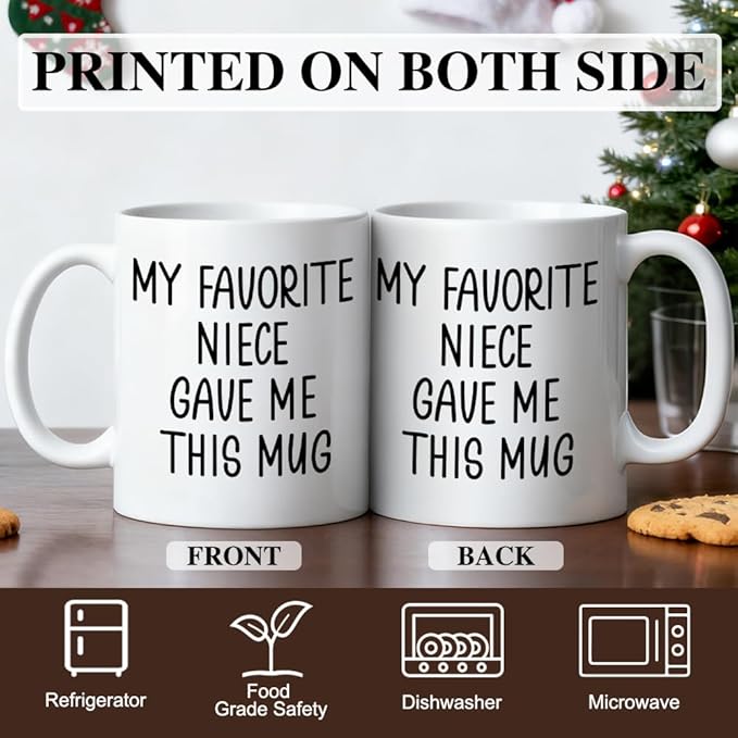 My Favorite Niece Gave Me This Mug Ceramic Coffee Mug for Women Men, Funny 11oz Aunt Mug From Niece, Aunt Gifts, Christmas Appreciation Gifts for Aunts And Uncle, Fathers Day Present for Uncle