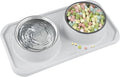 Cat Bowls for Food and Water, Premium Removable Stainless Steel Double Bowls with Non-Slip Bottom & Elevated Stand for Pet and Small Dogs,Upgrade Non-Spill Cat Food Feeder (Light Grey)