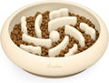 Slow Feeder Dog Bowls Made of Premium Food-Grade Silicone, Anti-Choking & Slow Eating for Improved Digestion, Non-Slip, Soft & Durable (Ivory, Standard)