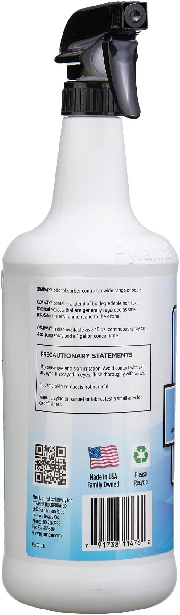 Pyranha Odaway Ready-to-Use Odor Eliminator Spray – Broad Spectrum Scent Neutralizer for Home, Kennel, Car, Bathroom & Gear, Quart
