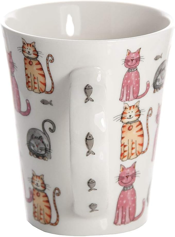 SPOTTED DOG GIFT COMPANY Cat Mugs, 12.2 oz Coffee Mug Set of 4, Happy Cats Themed Ceramic Tea Cups, Microwave & Dishwasher Safe, Cute Cat Gifts for Women and Animal Lovers